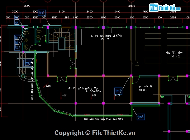 nhà 4 tầng,nhà thư viện,cad thư viện